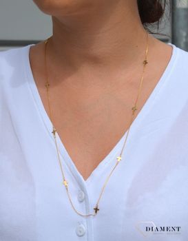 Złoty naszyjnik celebrytka 585 długi z krzyżykami. ✓Złote Naszyjniki Damskie w Sklepie z Biżuterią  (2).JPG